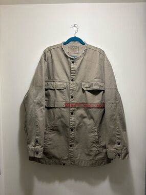 Marithe Francois Girbaud Military Field Jacket in Light Khaki with Red Trim